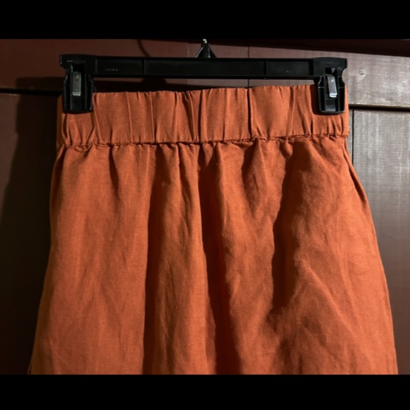 NWOT Urban Outfitters Linen Tie Front Wide Leg Cropped Pants Rust Orange Size S - Picture 11 of 16
